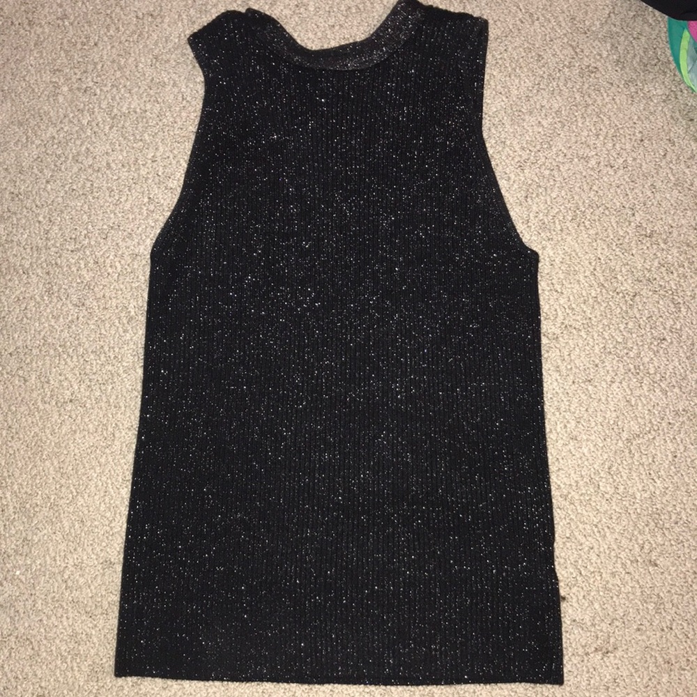 Anthropologie tank black and silver sparkles